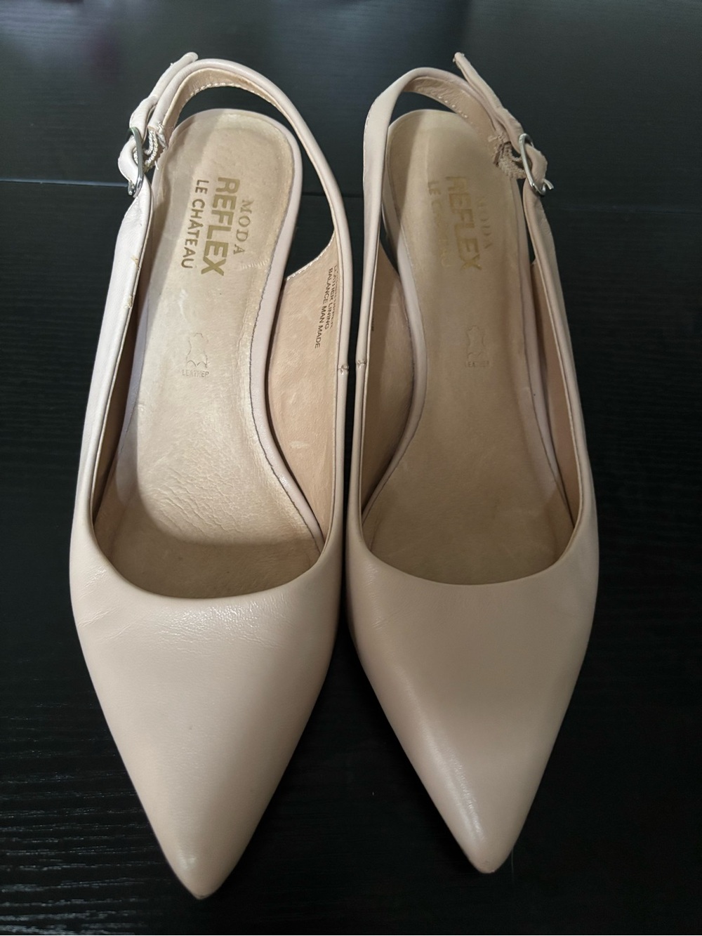 le chateau nude pink Pointed-Toe Slingback kitten Heels